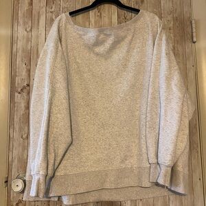 Fabletics Cozy Fleece Oversized sweatshirt size 2X grey heather open neckline